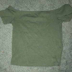 Green off the shoulder crop top